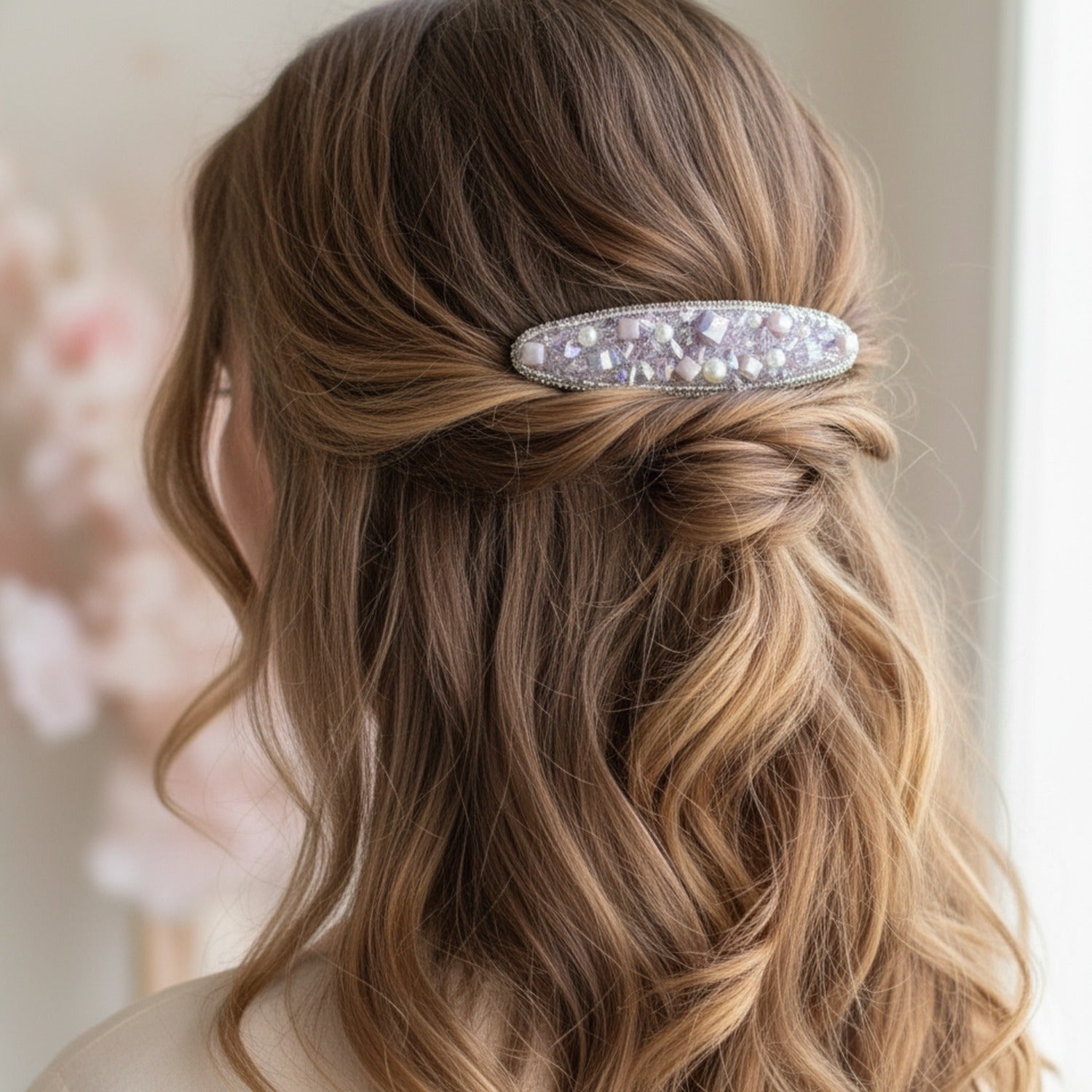 Rhinestone Pearl Beaded Hair Comb Clip