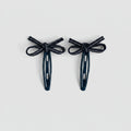 Navy Ribbon Bow Hair Clips Set