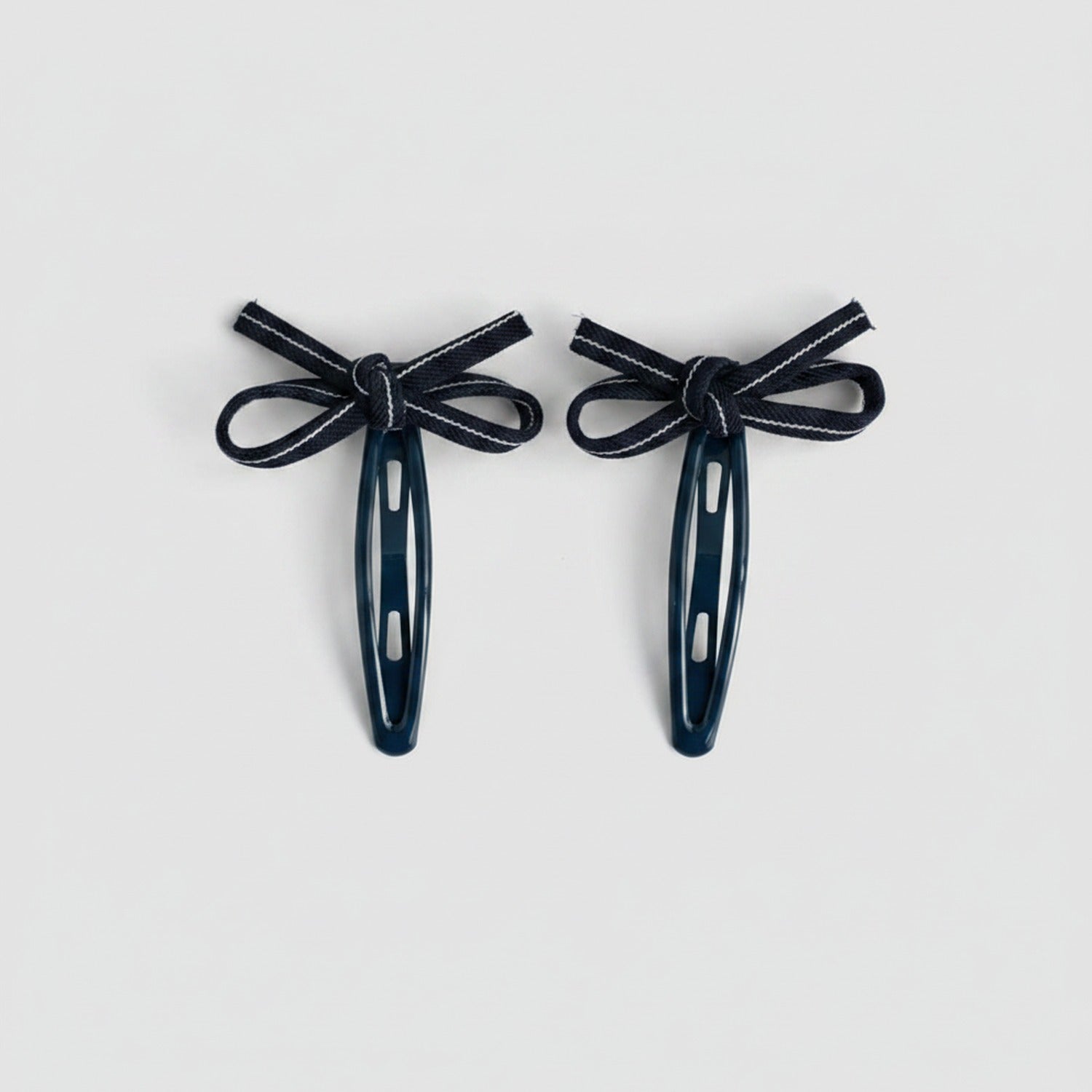 Navy Ribbon Bow Hair Clips Set