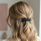 Navy Ribbon Bow Hair Clips Set