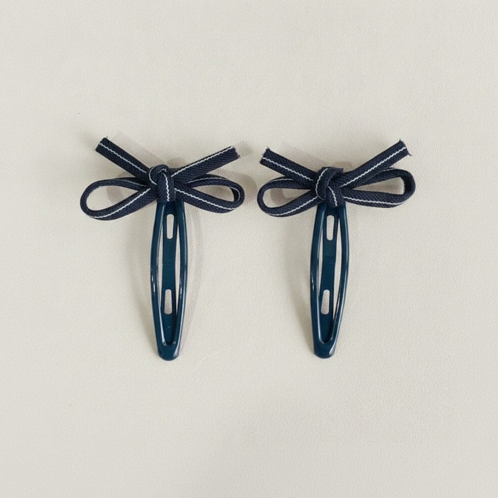 Striped Bow Snap Hair Clips – hair accessories (view 1)