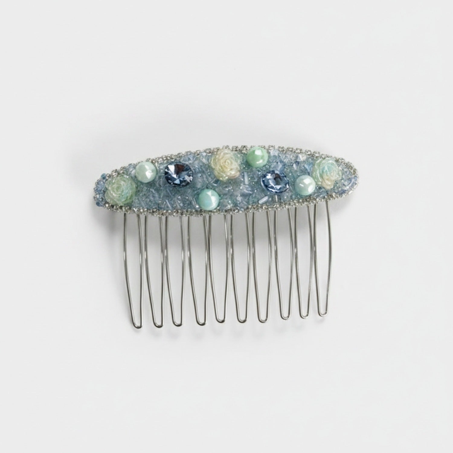 Pastel Beaded Flower Hair Comb Clip