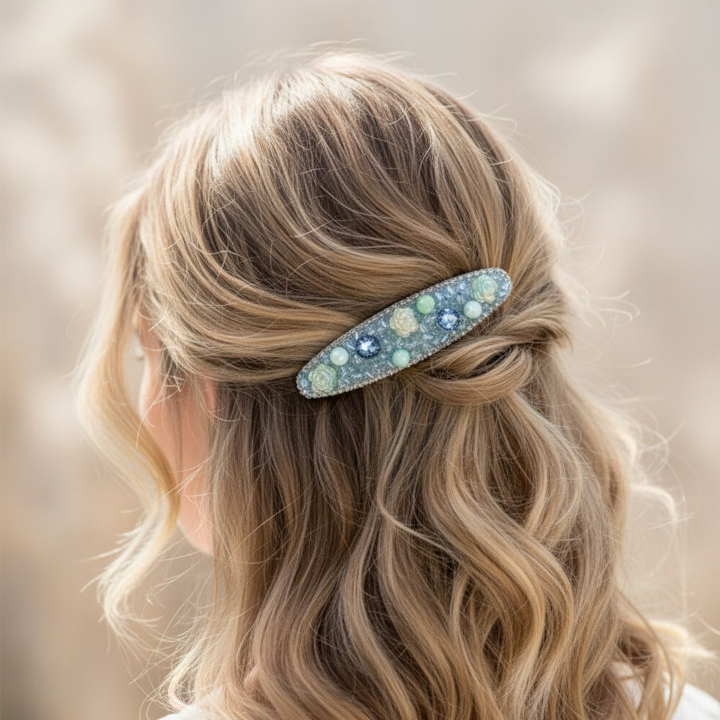 Pastel Beaded Flower Hair Comb Clip