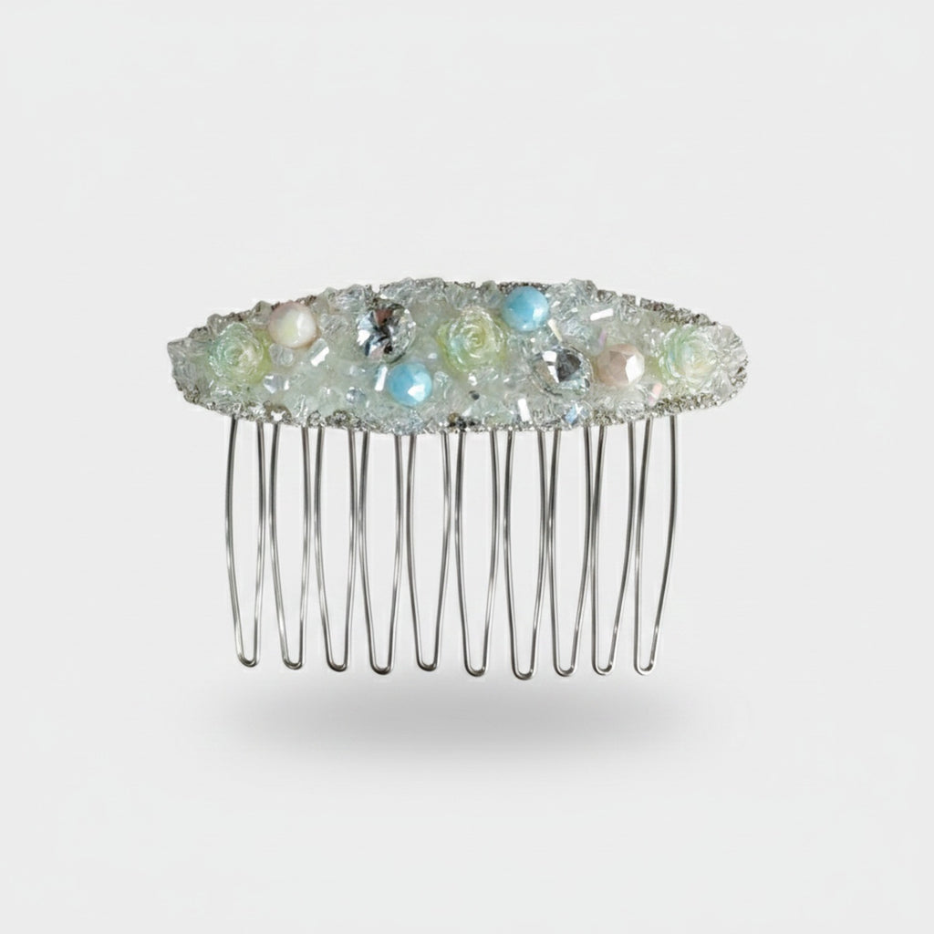 Beaded Pearl Rhinestone Hair Comb Clip