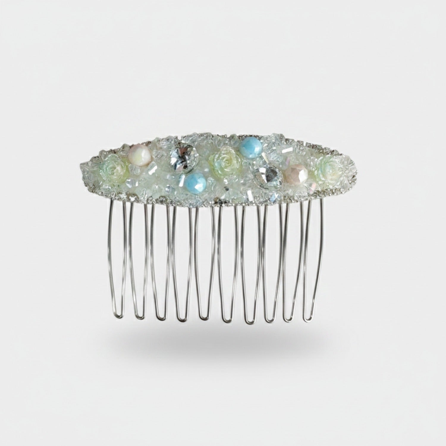 Beaded Pearl Rhinestone Hair Comb Clip