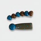 Blue and Brown Teardrop Hair Clip Set