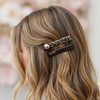 Leopard Print Hair Clip With Rose Gold Ball