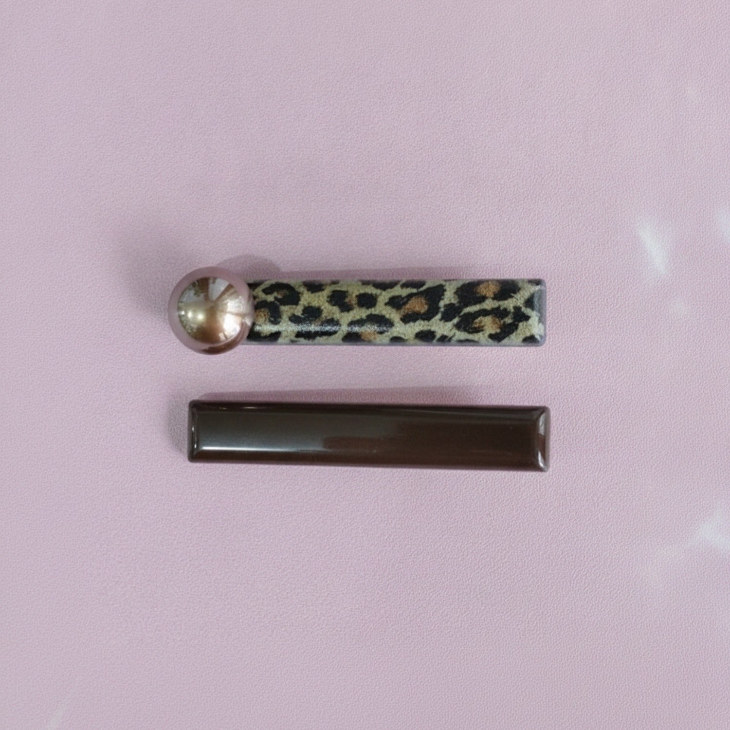 Leopard Print Hair Clip With Rose Gold Ball