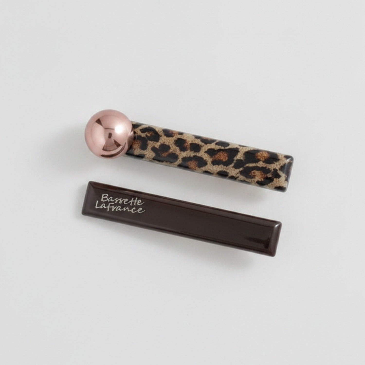 Leopard Print Hair Clip With Rose Gold Ball