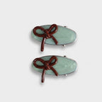 Mint Green Ceramic Bow Hair Clips Pair