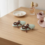 Mint Green Ceramic Bow Hair Clips Pair – hair accessories (view 2)