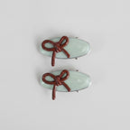 Mint Green Ceramic Bow Hair Clips Pair – hair accessories (view 1)