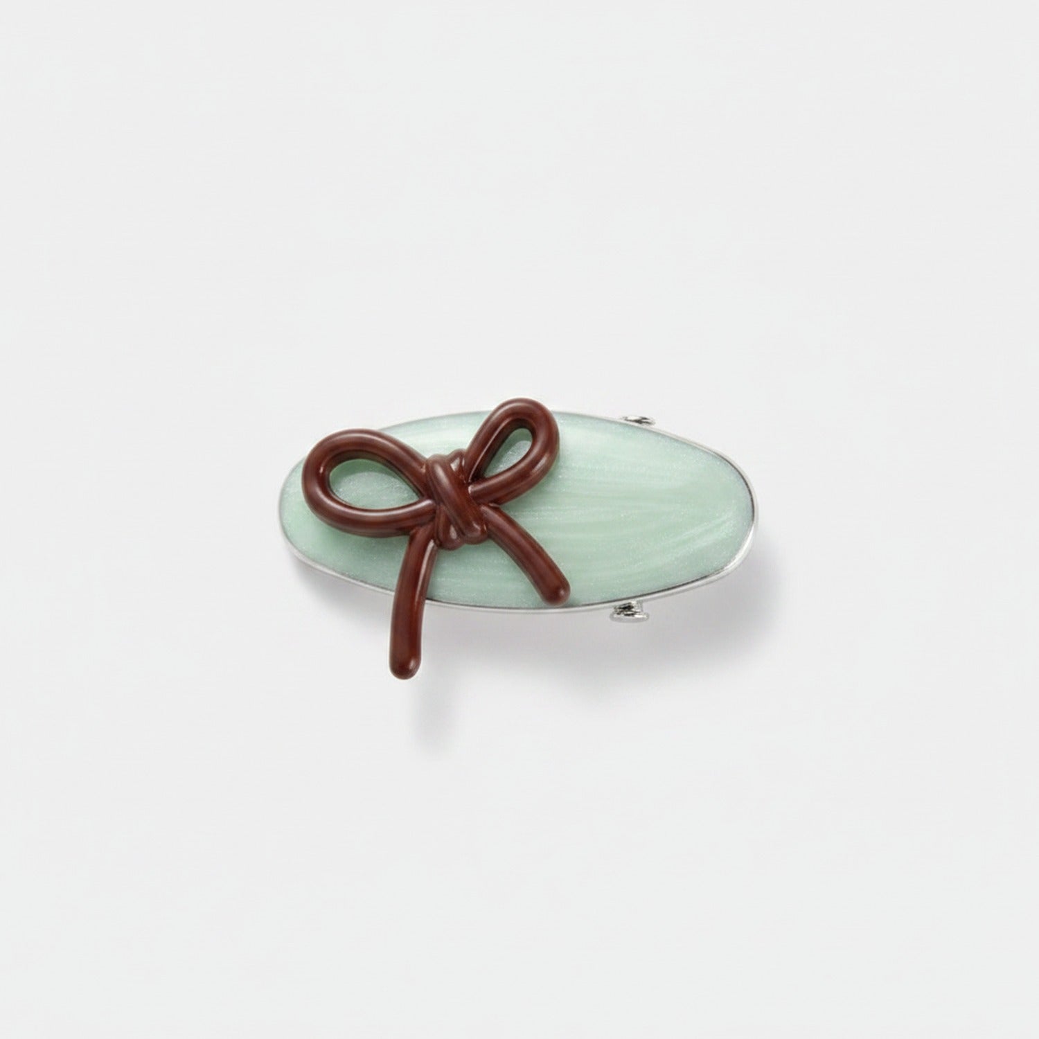 Mint Green Ceramic Bow Hair Clips Pair