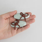 Mint Green Ceramic Bow Hair Clips Pair – hair accessories (view 3)