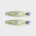 Heart Charm Hair Clips Pastel Green Purple