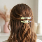 Heart Charm Hair Clips Pastel Green Purple