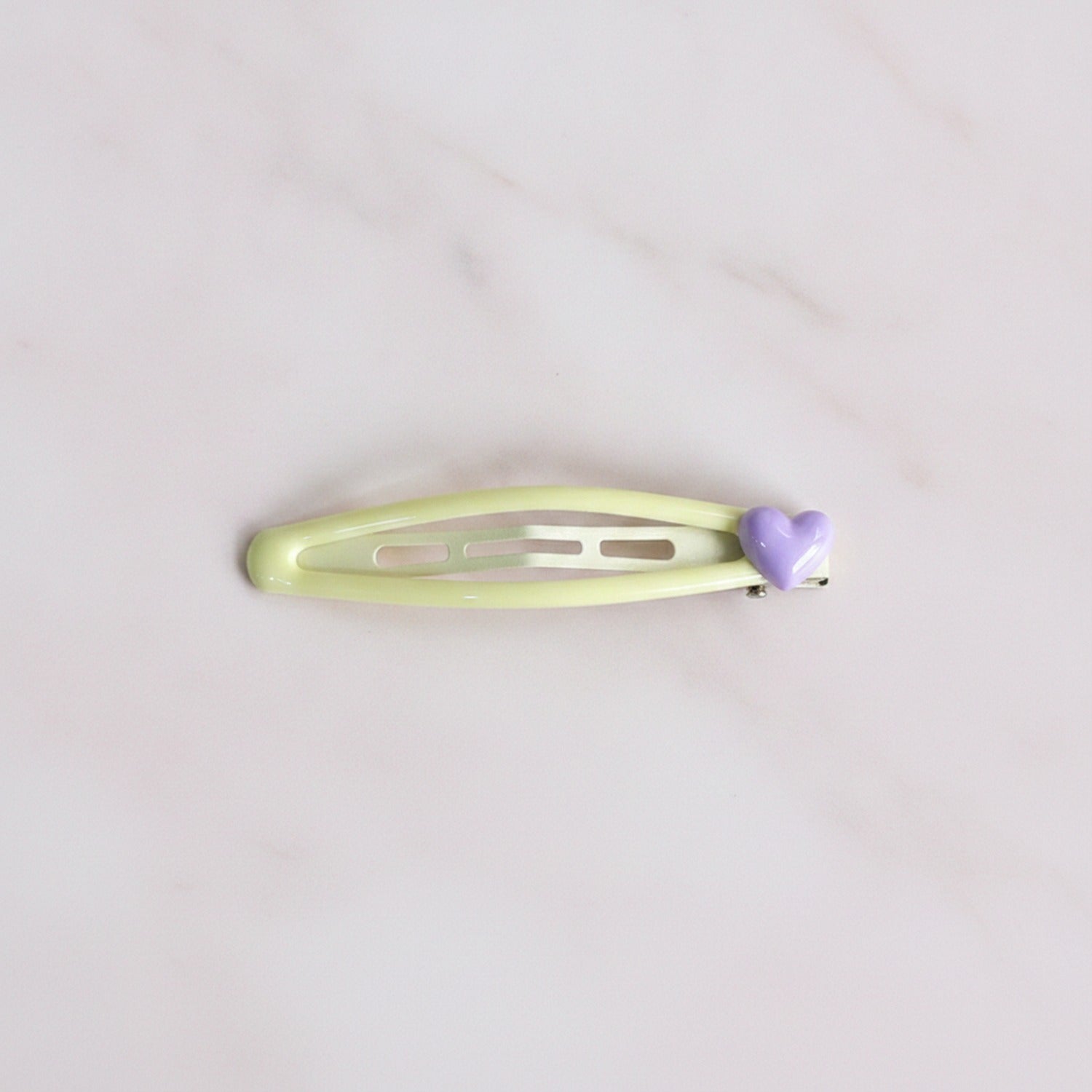 Heart Charm Hair Clips Pastel Green Purple