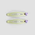 Heart Charm Hair Clips Pastel Green Purple – hair accessories (view 1)