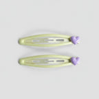 Heart Charm Hair Clips Pastel Green Purple – hair accessories (view 1)