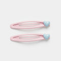 Pink Heart Charm Snap Hair Clips Duo – hair accessories (view 1)