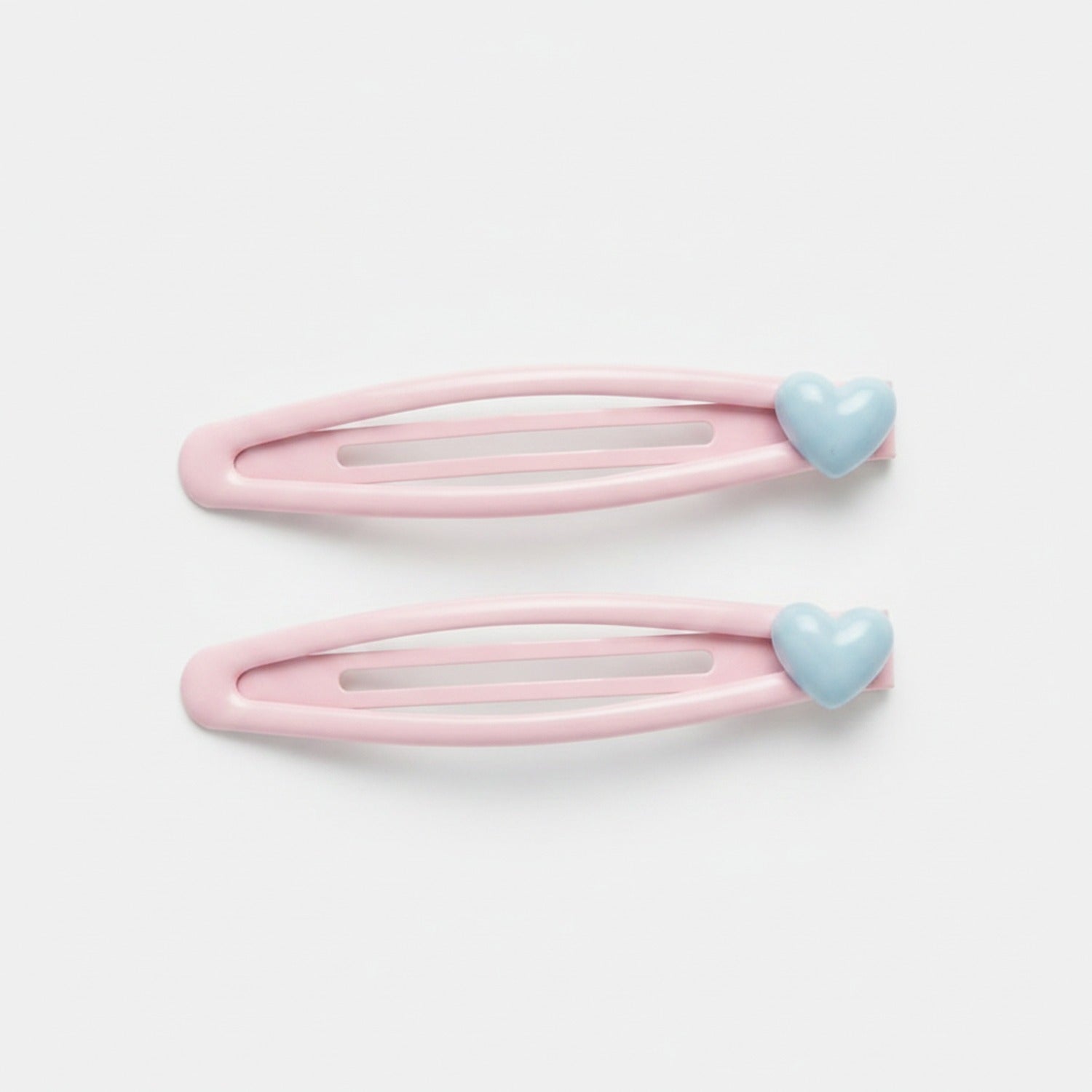 Pink Heart Charm Snap Hair Clips Duo
