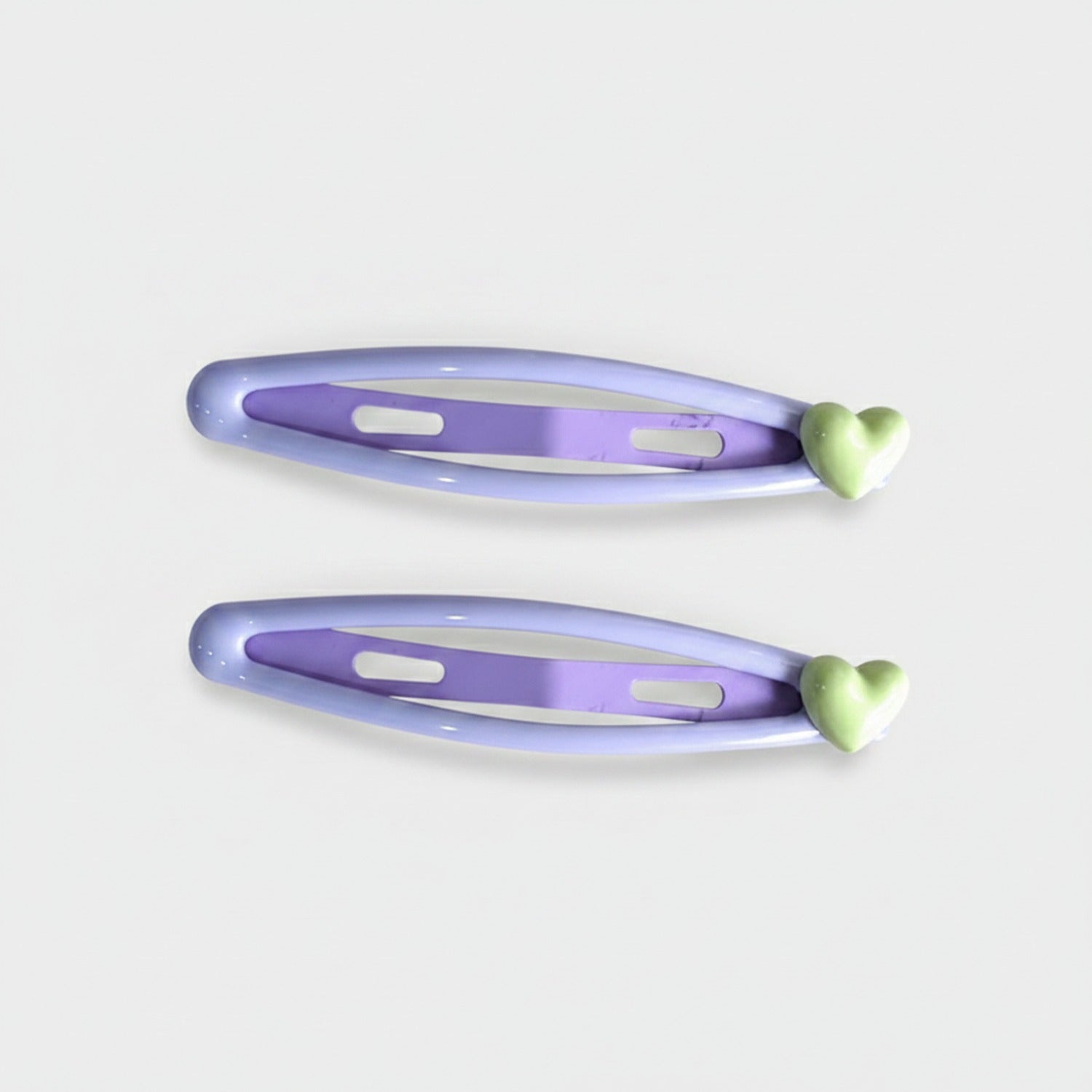 Purple Heart Charm Hair Clips Set
