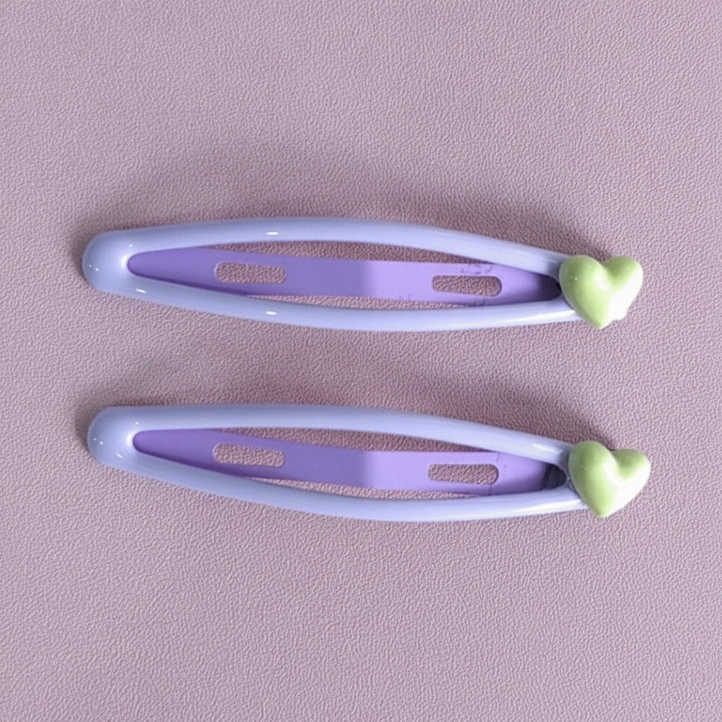Purple Heart Charm Hair Clips Set – hair accessories (view 2)