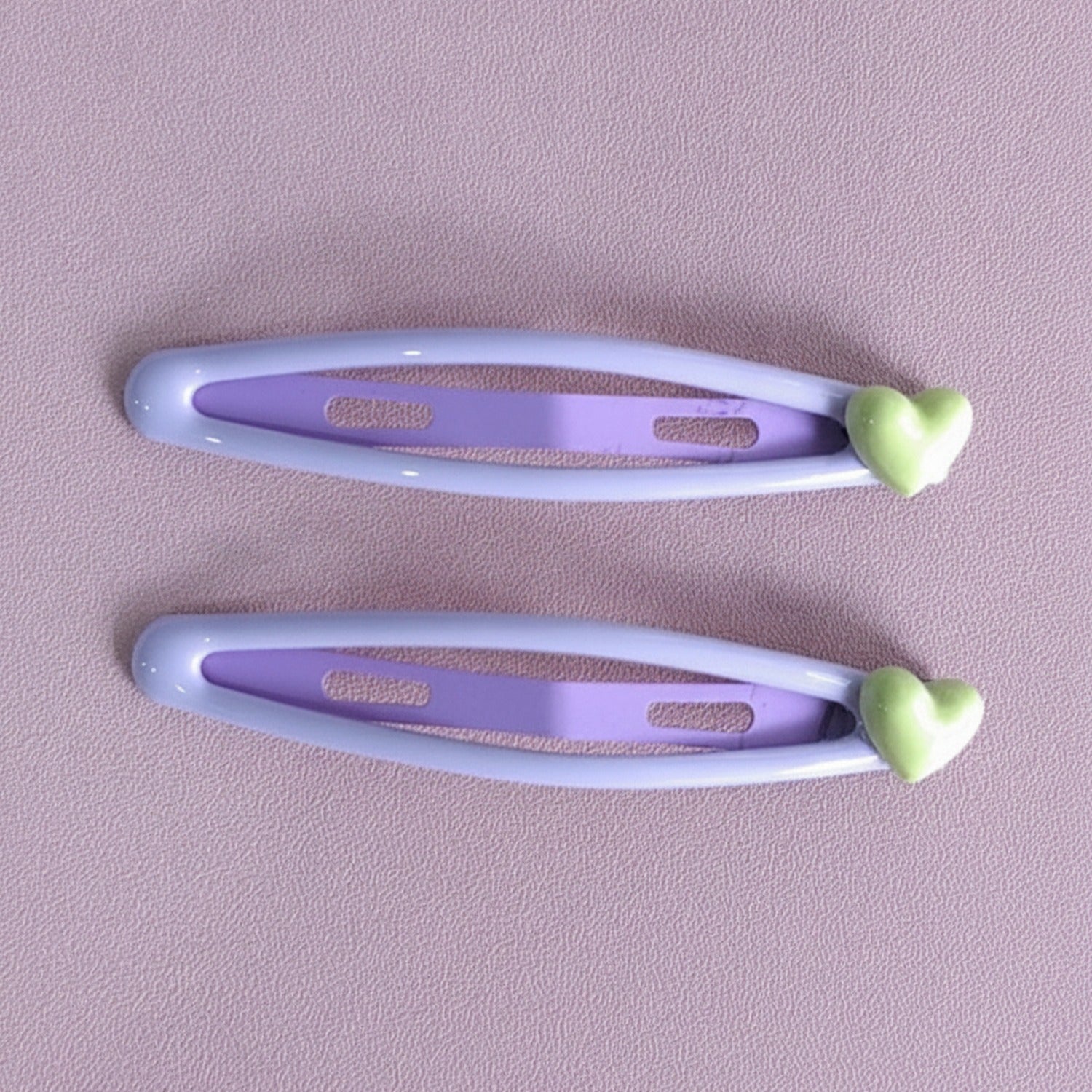 Purple Heart Charm Hair Clips Set