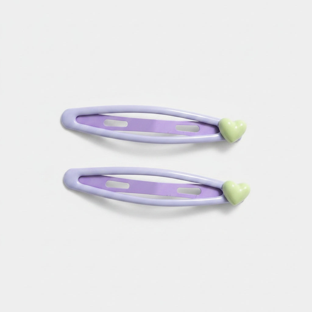 Purple Heart Charm Hair Clips Set – hair accessories (view 1)