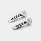 Silver Heart Bow Hair Clips Set – hair accessories (view 1)