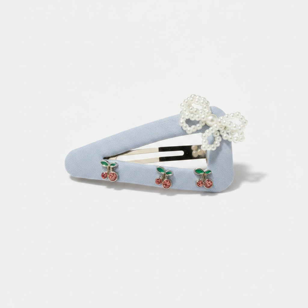 Pearl Beaded Hair Clips With Cherry Charms – hair accessories (view 1)