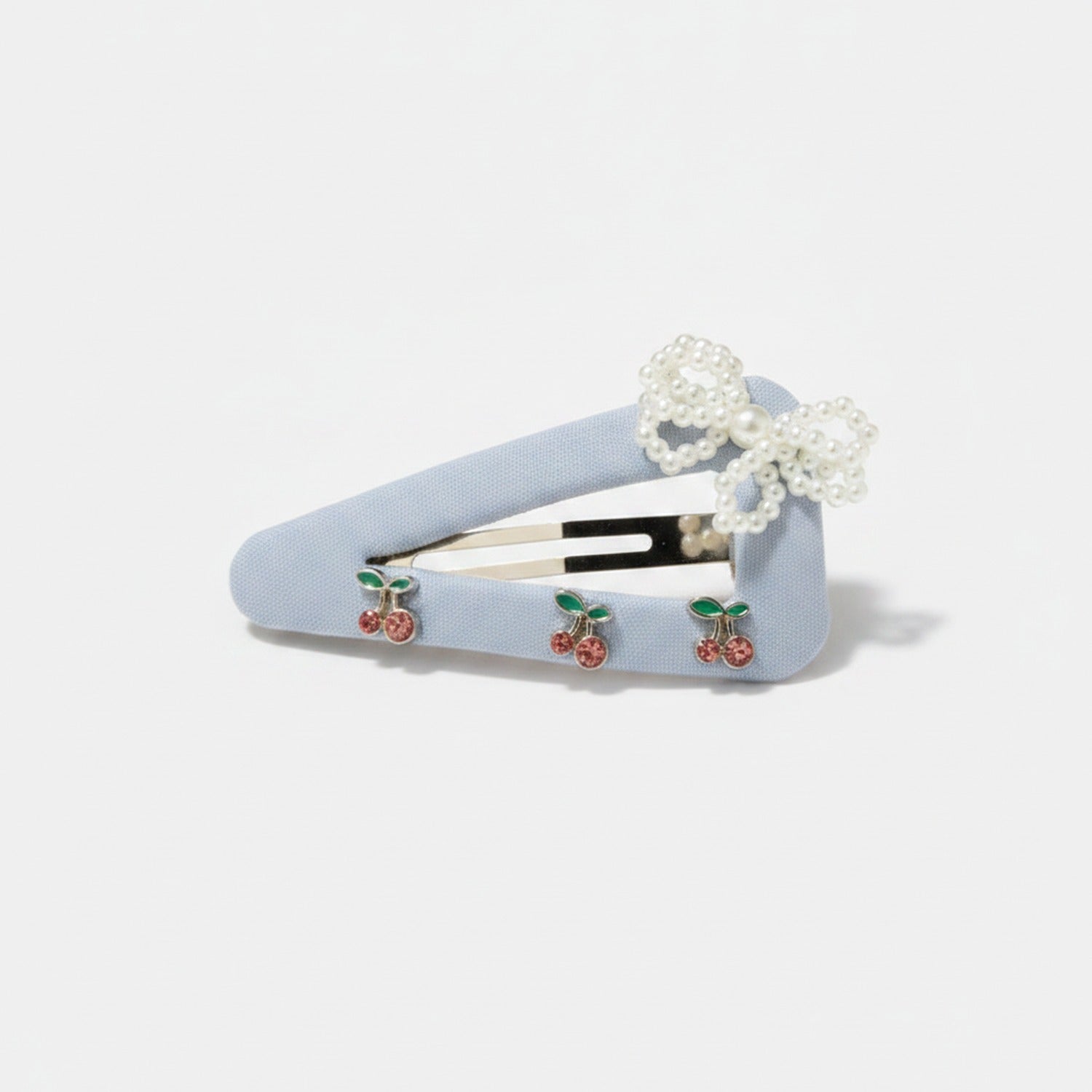 Pearl Beaded Hair Clips With Cherry Charms