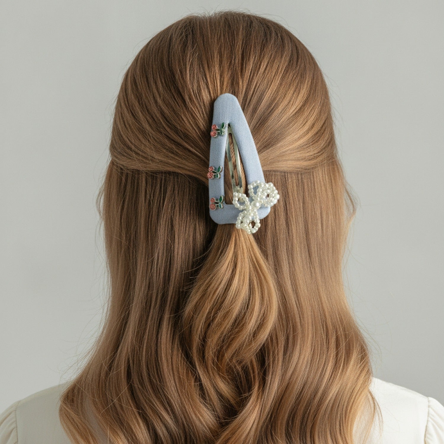 Pearl Beaded Hair Clips With Cherry Charms