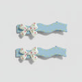Floral Bow Hair Clips with Pearl Detail Set