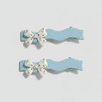 Floral Bow Hair Clips with Pearl Detail Set