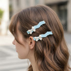 Floral Bow Hair Clips with Pearl Detail Set