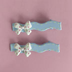 Floral Bow Hair Clips with Pearl Detail Set – hair accessories (view 2)