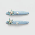 Starfish Pearl Blue Hair Clips Set