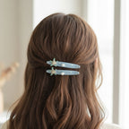 Starfish Pearl Blue Hair Clips Set