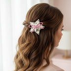 Star Hair Clip With Heart Charm And Ribbon Bow