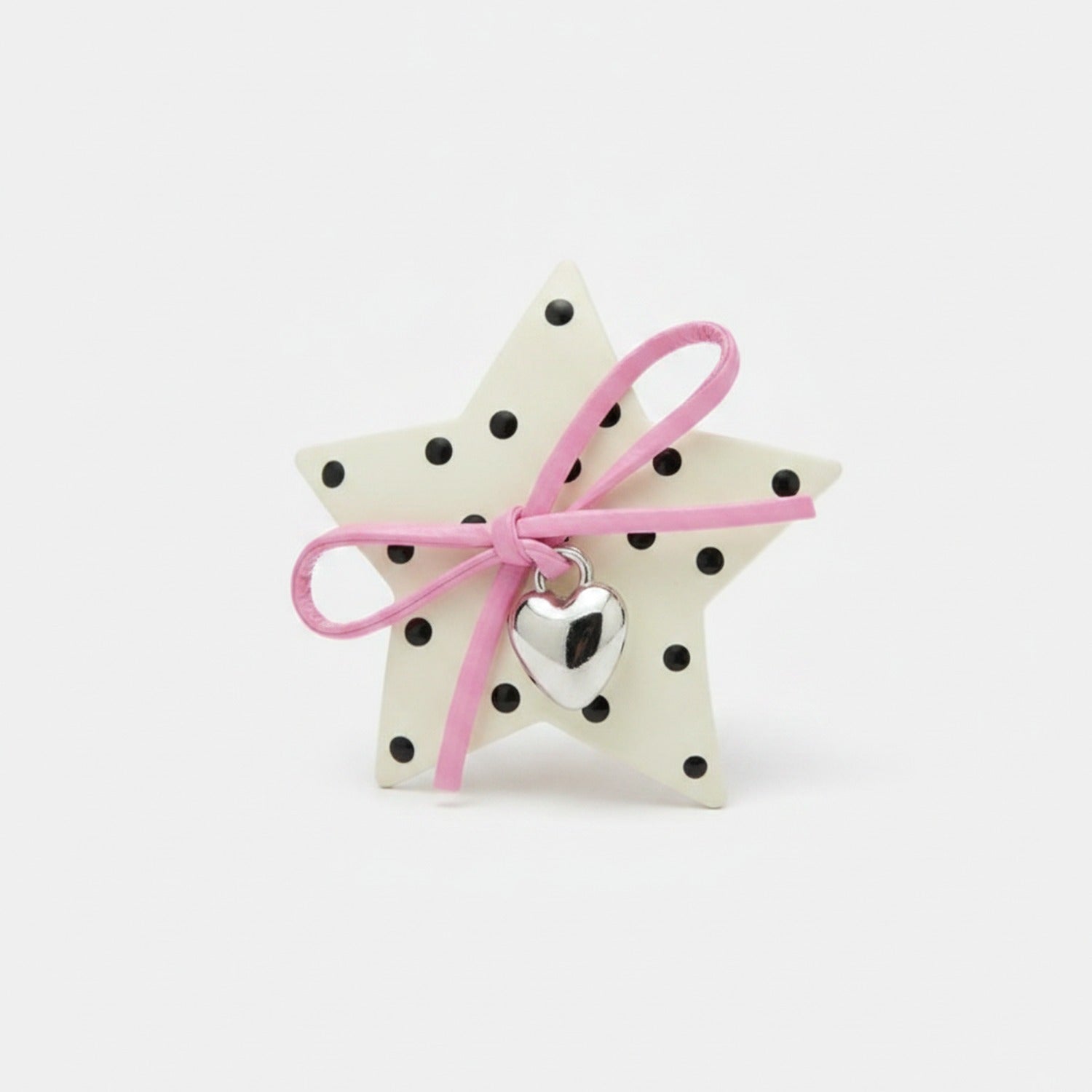 Star Hair Clip With Heart Charm And Ribbon Bow