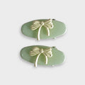 Sage Green Bow Hair Clips Pair