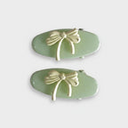 Sage Green Bow Hair Clips Pair
