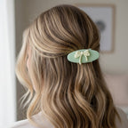 Sage Green Bow Hair Clips Pair
