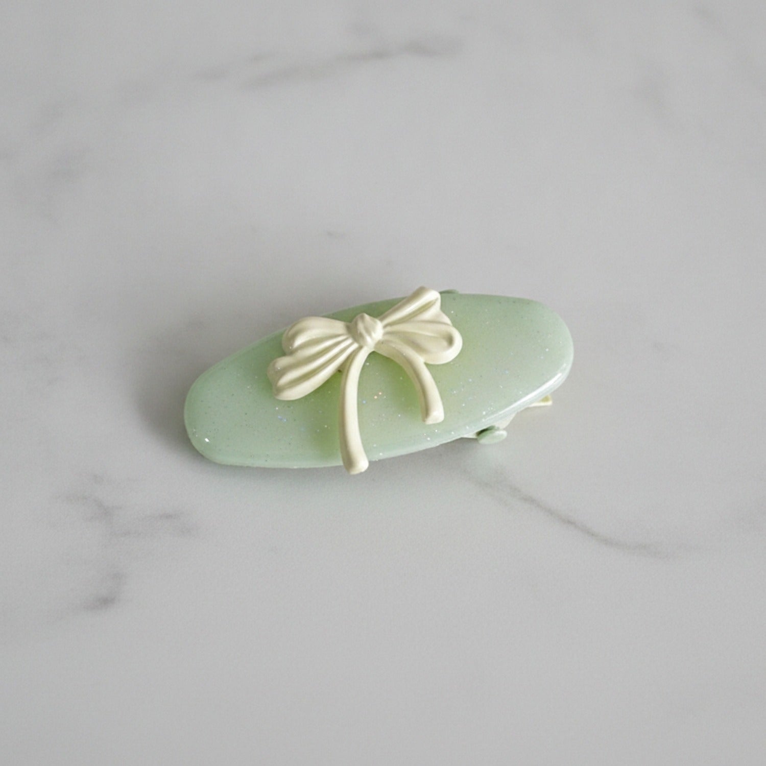 Sage Green Bow Hair Clips Pair