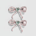 Pink Bow Heart Rhinestone Hair Clip – hair accessories (view 1)