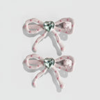 Pink Bow Heart Rhinestone Hair Clip – hair accessories (view 1)