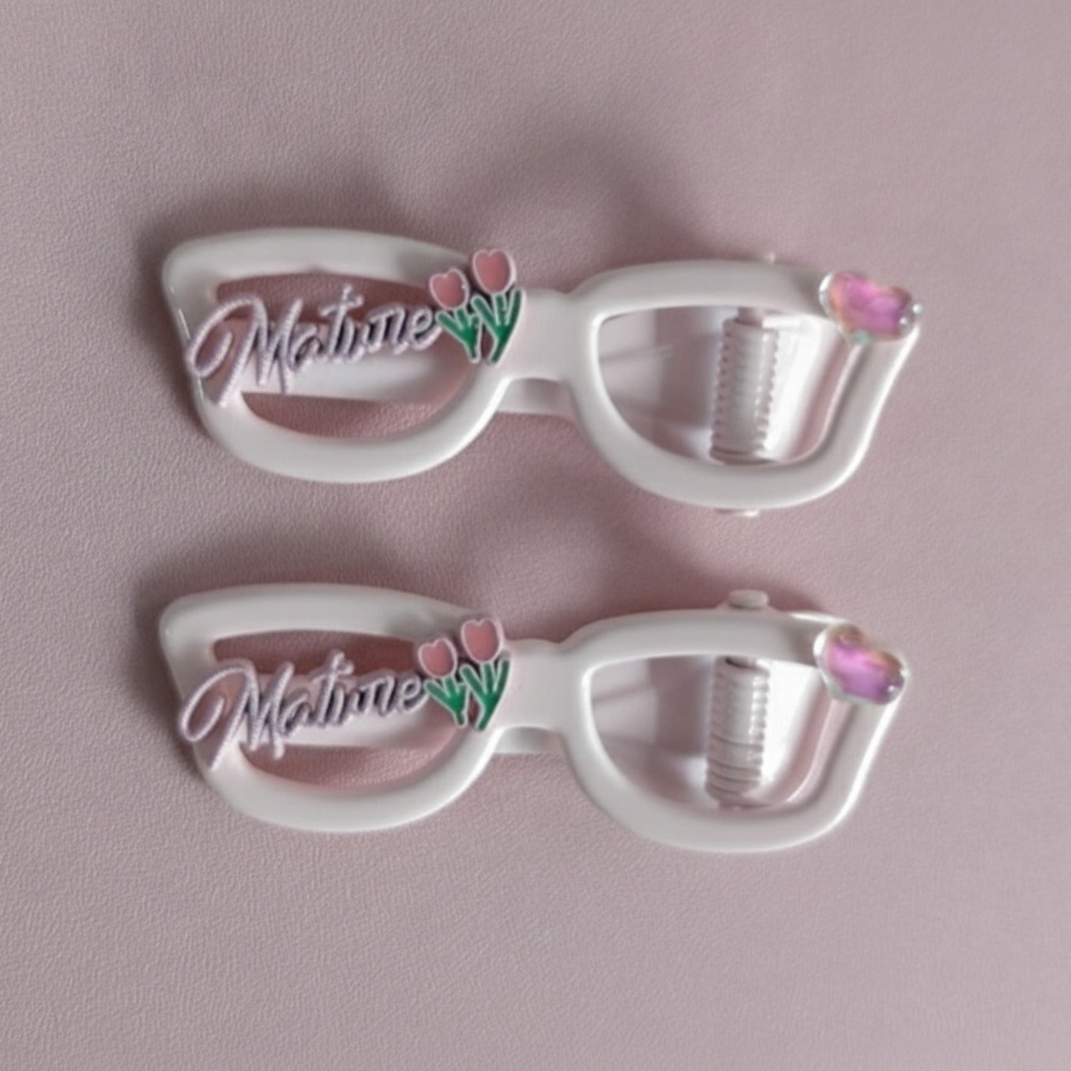 Flower Charm Pearl Pink Hair Clips Set
