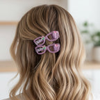 Purple Heart Charm Hair Claw Clips Set