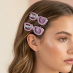 Purple Heart Charm Hair Claw Clips Set – hair accessories (view 3)